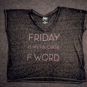 Tokyo Darling Friday Is My Favorite F Word Graphic Tee Womens Black Burnout V Ne